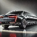 DALL·E 2024-10-16 12.43.23 - Rear view of a large luxury limousine named Sylvena Rackham 111. The car has an elongated and elegant silhouette with smooth, flowing lines. It is pai.webp